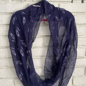 Blue and White Infinity Scarf with Subtle Pattern